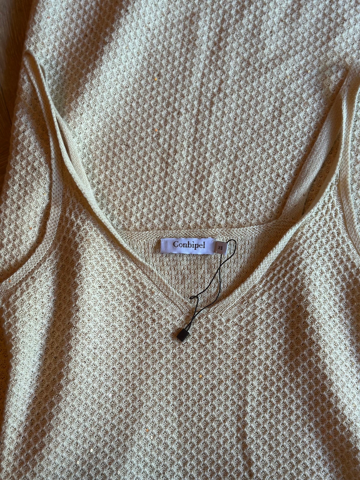 Robe longue maille beige irisée 100% coton T.34