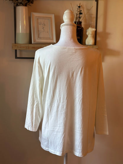 Blouse coton broderie dentelle écru T.42