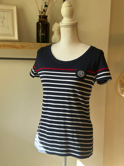 T-shirt marinière bleu marine et blanc T.36