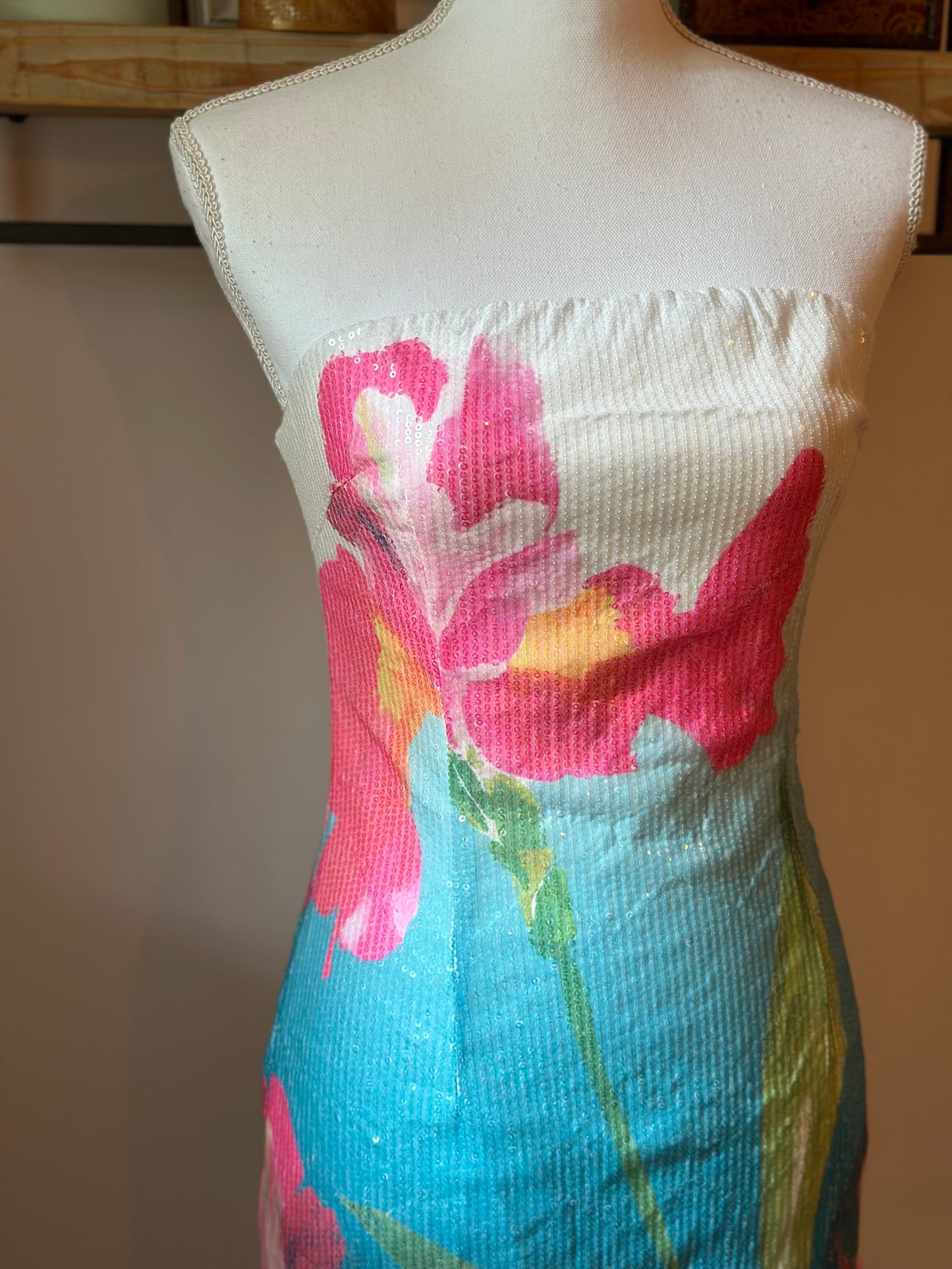 Robe bustier à sequins florale T.36