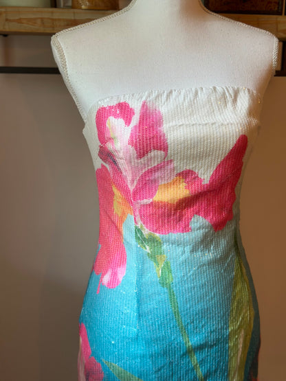 Robe bustier à sequins florale T.36