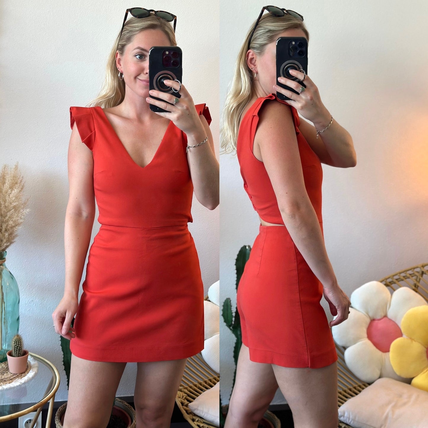 Combishort robe rouge corail, T.34