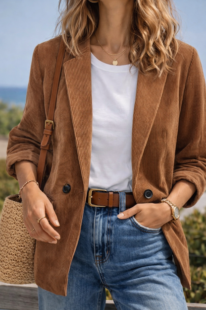 Blazer en velours côtelé camel T.34