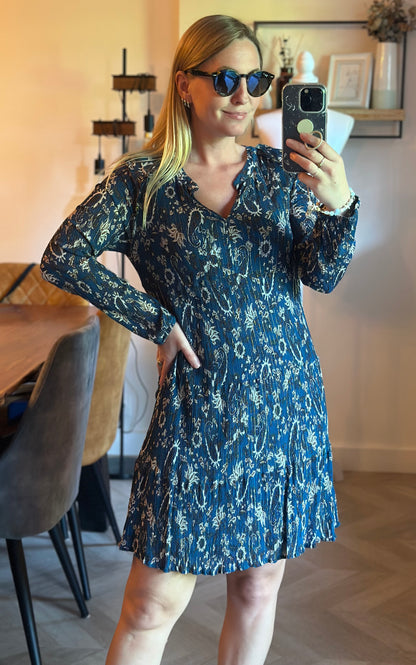 Robe plissée imprimé cachemire lurex T.36