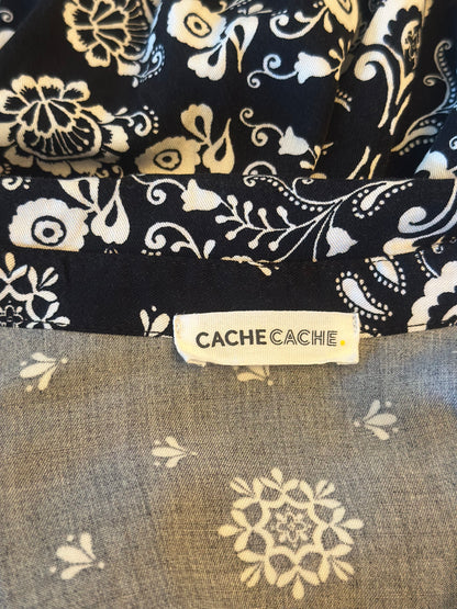 Robe évasée imprimé noir et blanc viscose T.38