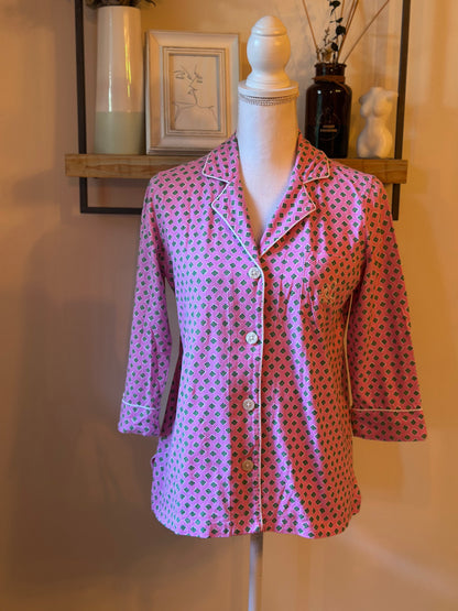 Chemise imprimé façon pyjama rose T.34