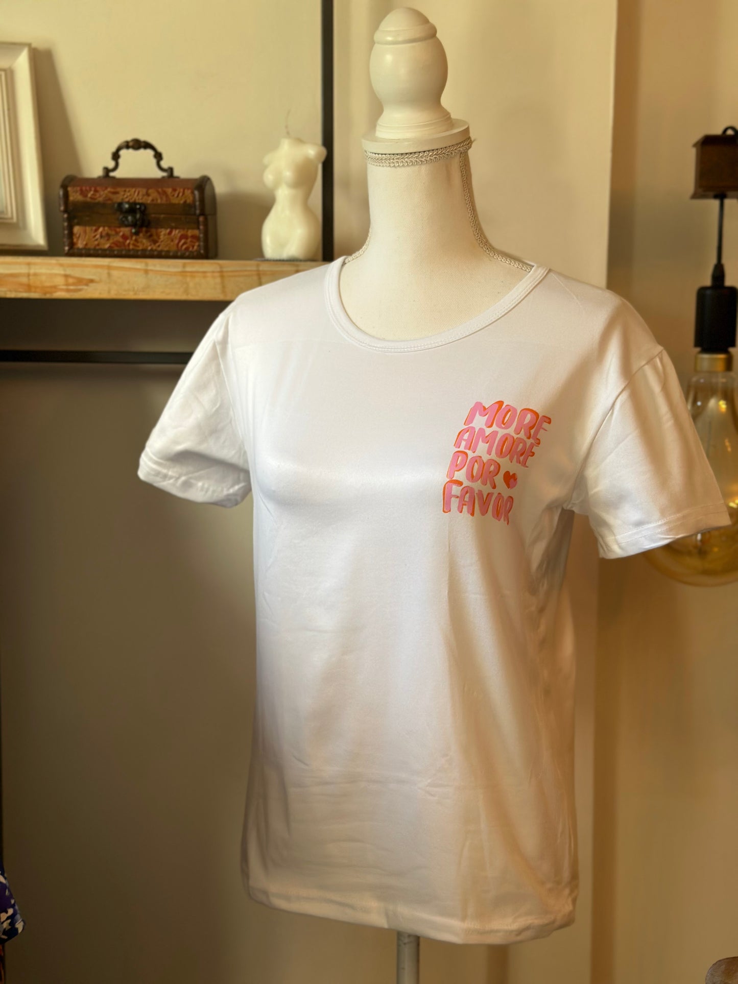 T-shirt blanc imprimé “Amor por favor” T.36 neuf