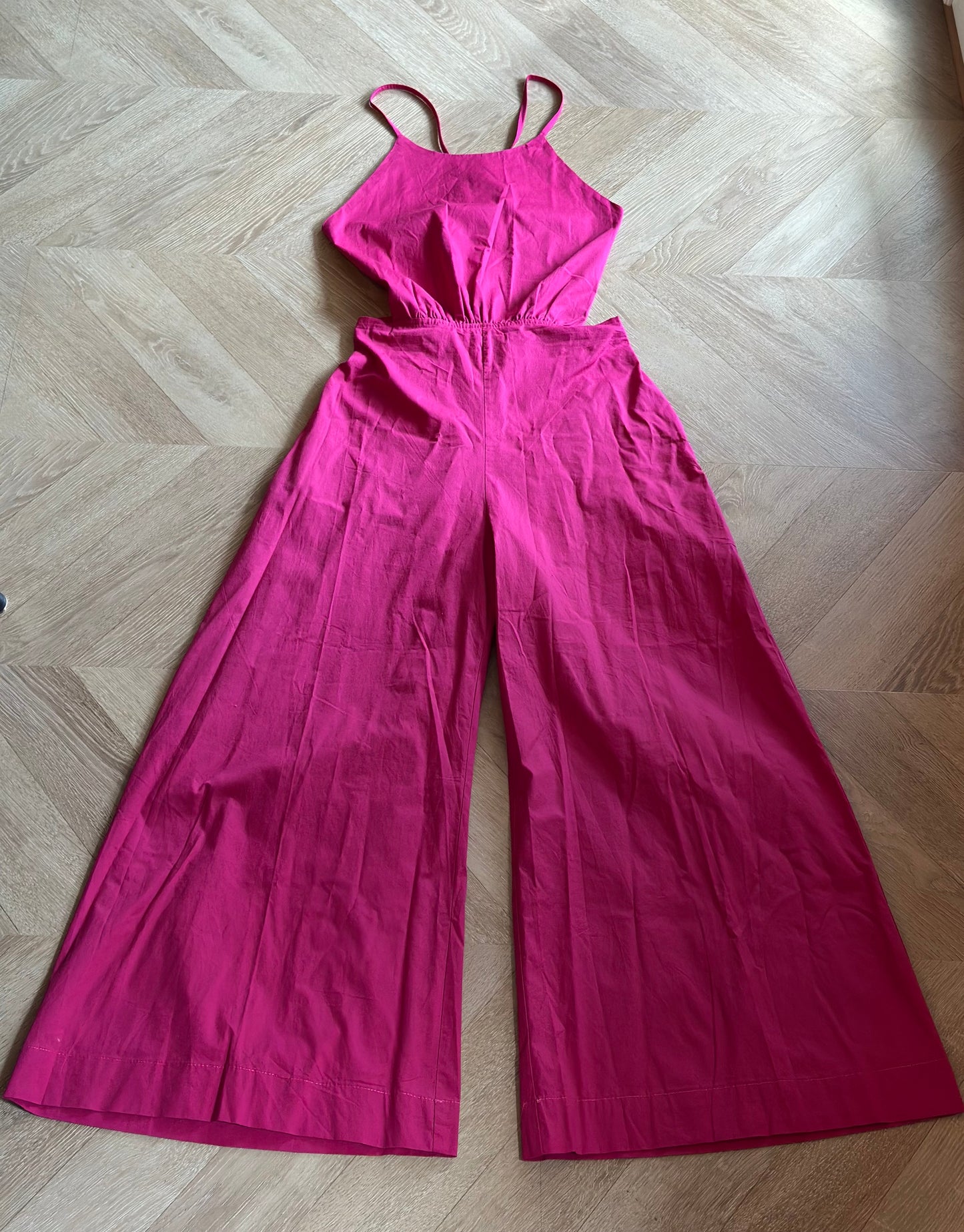 Combinaison pantalon dos nu rose Nina coton T.36/38