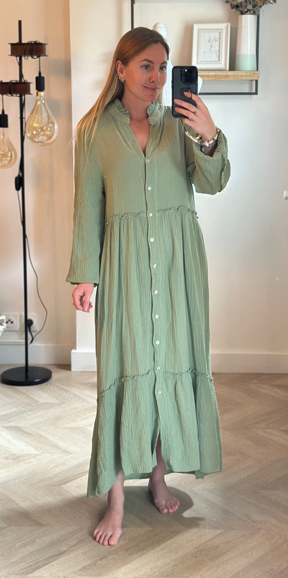 Robe gaze de coton vert clair T.U (36 au 44)