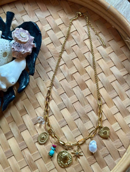 Collier doré en acier inoxydable – pendentifs tendance et colorés