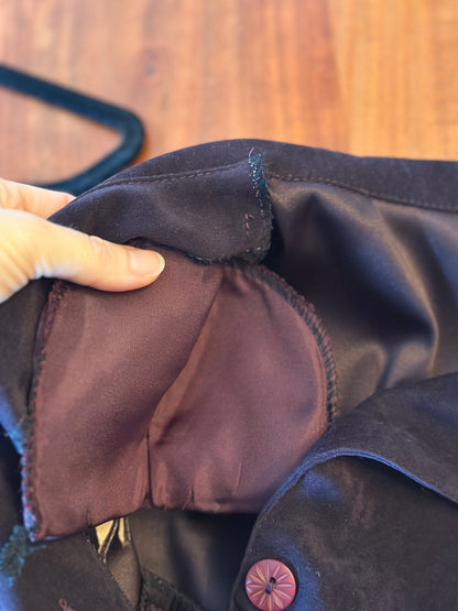 Veste vintage velours violine brodée – Taille 40/42 – Made in France