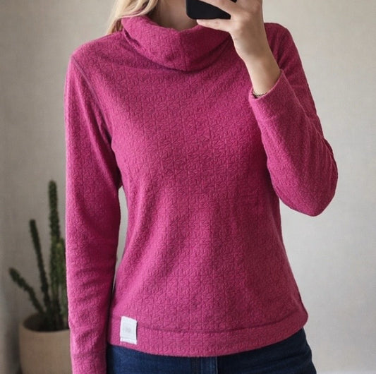 Pull microfibre thermique rose col montant T.34