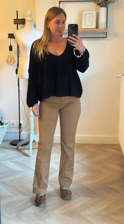 Pantalon flare beige coton stretch T.38