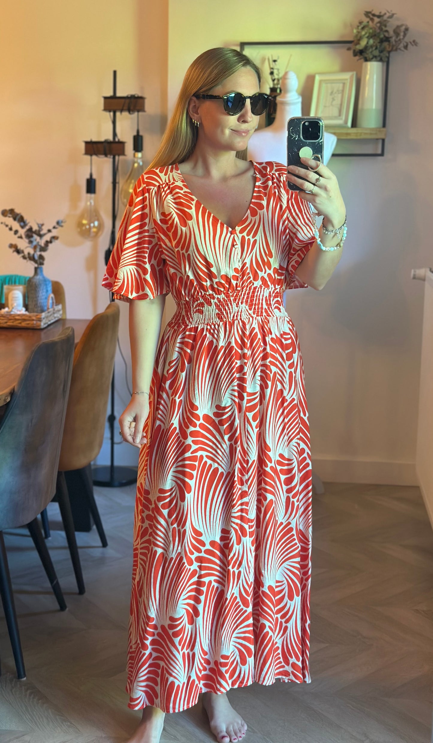 Robe longue imprimé corail T.36/38