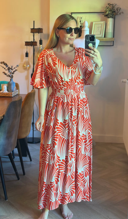 Robe longue imprimé corail T.36/38