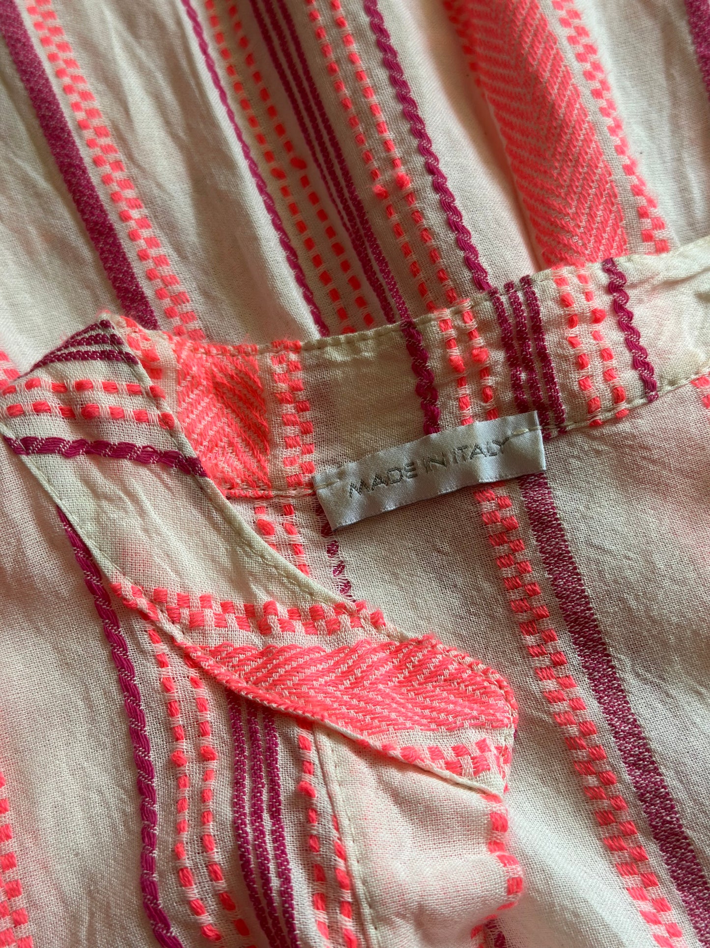 Robe bohème rayée rose fluo coton viscose T.U