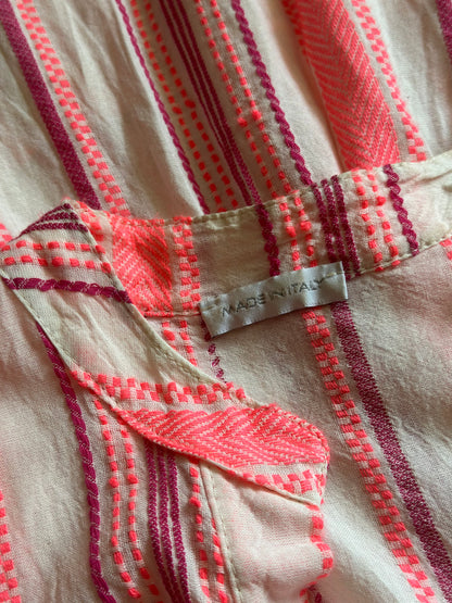Robe bohème rayée rose fluo coton viscose T.U