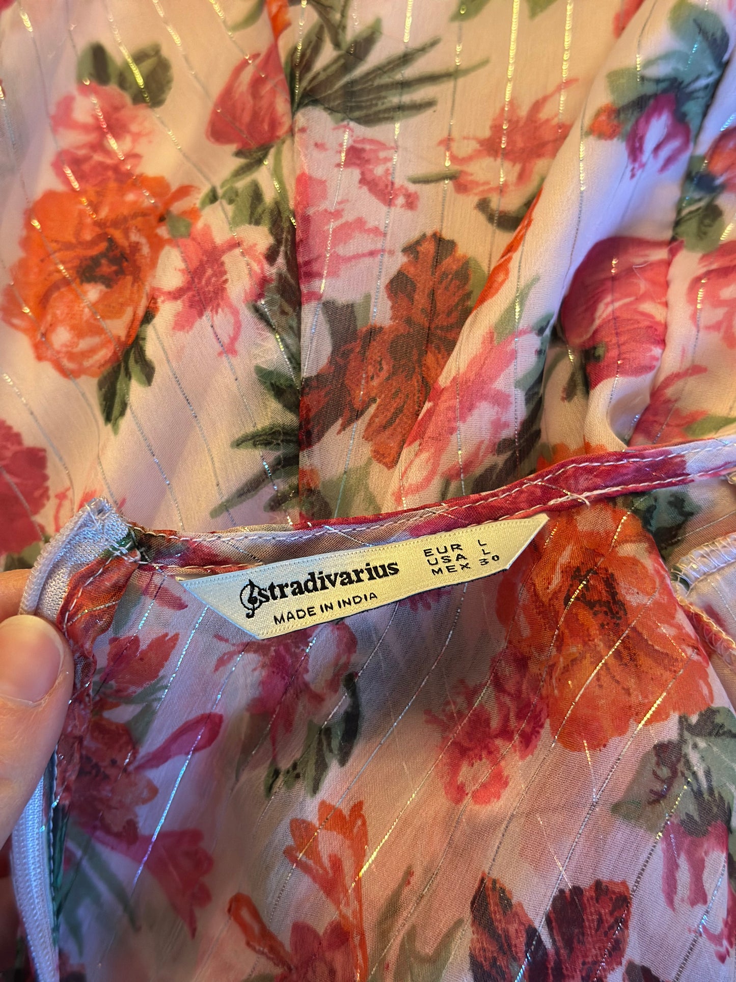 Robe longue fleurie à fils lurex T.38