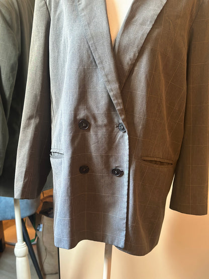 Veste blazer oversize gris à carreaux T.38