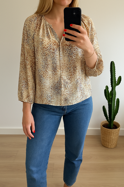 Blouse fluide imprimé abstrait T.36 oversize