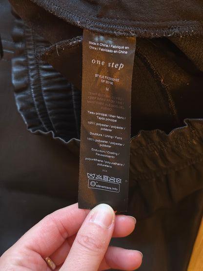 Pantalon jogger uni effet cuir T.38