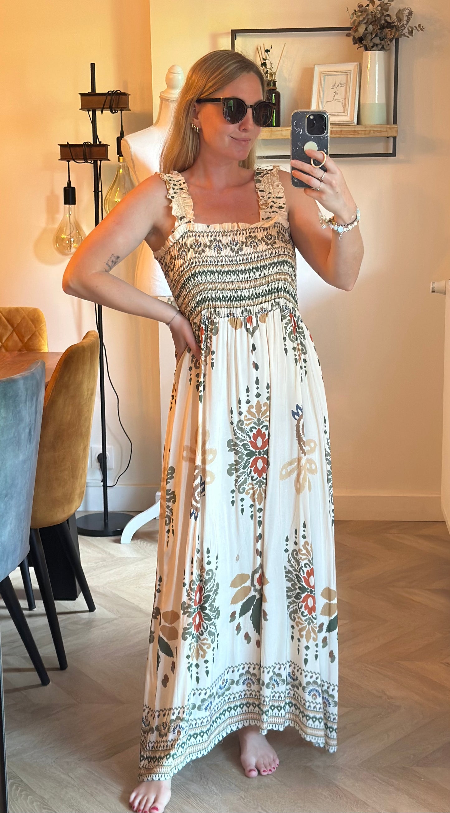 Robe longue bohème imprimé ethnique T.U