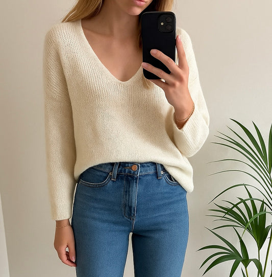 Pull oversize en laine et mohair blanc T.U