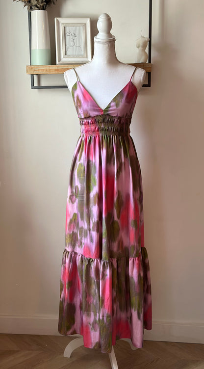 Robe longue fluide rose lila colorée neuf T.36