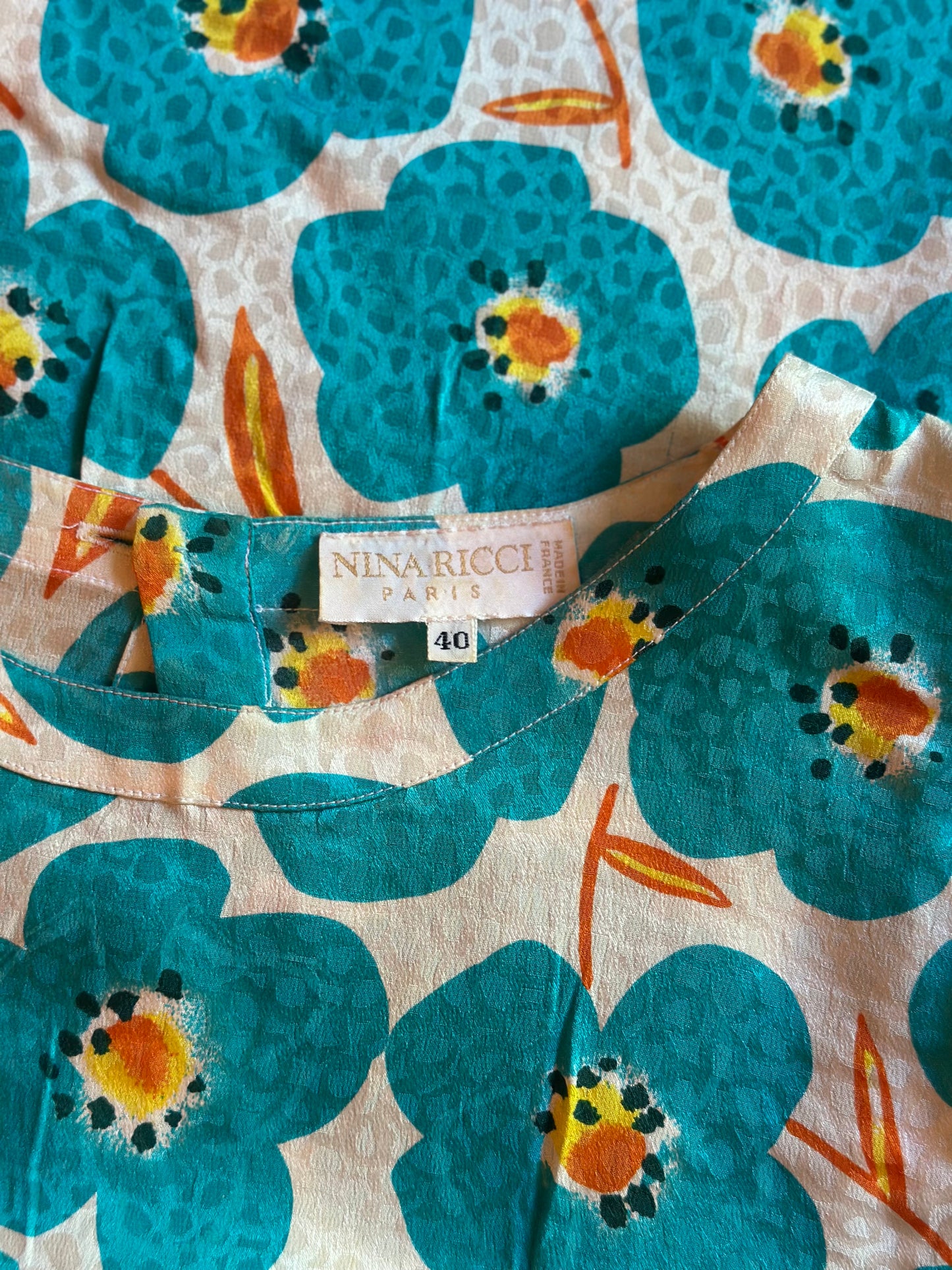 Blouse 100% soie imprimé fleuri T.40