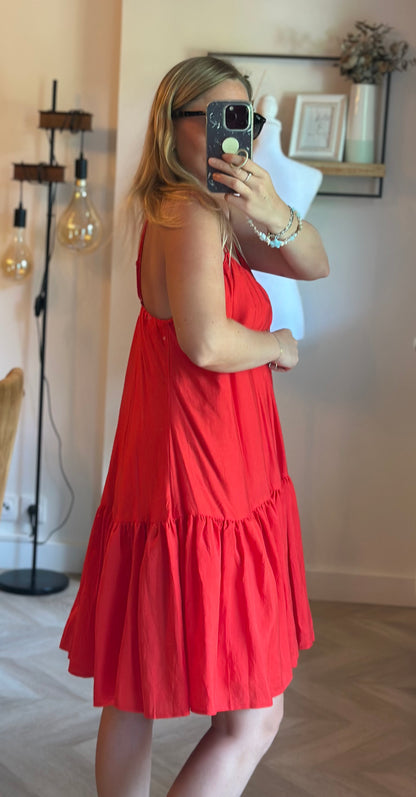 Robe trapèze rouge T.34 oversize