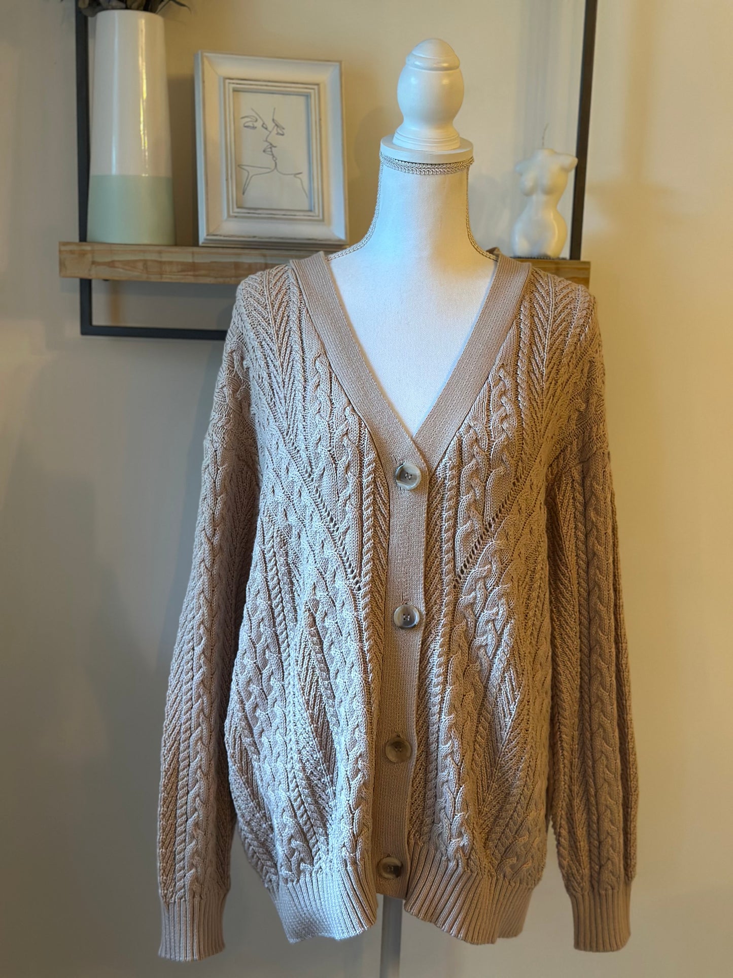 Cardigan/Gilet maille torsadée beige T.40