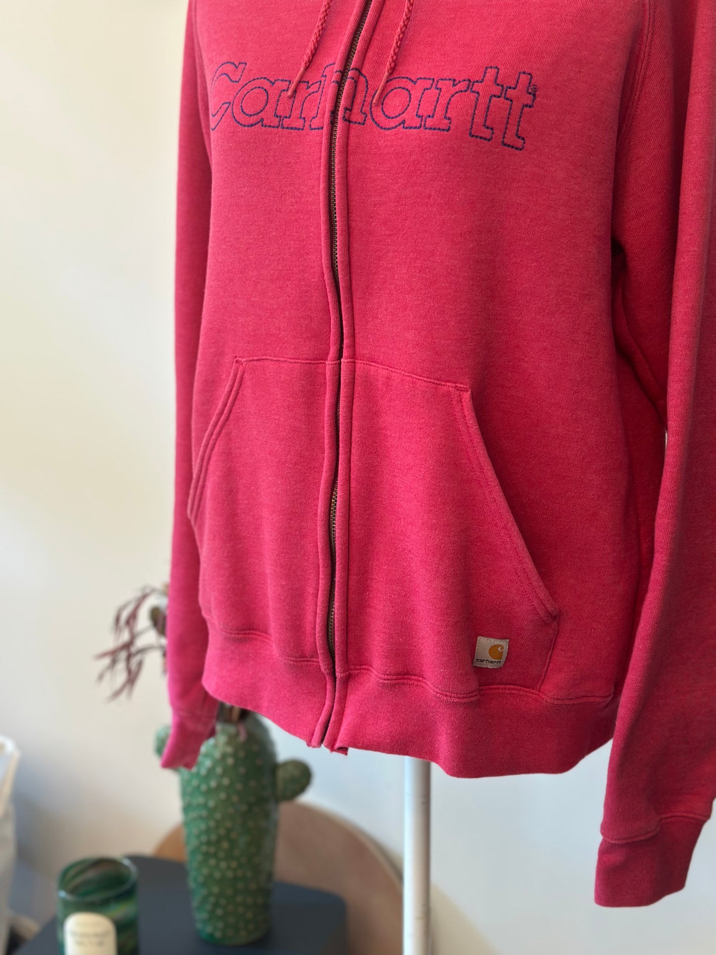 Sweat zippé à capuche rose logo brodé T.38