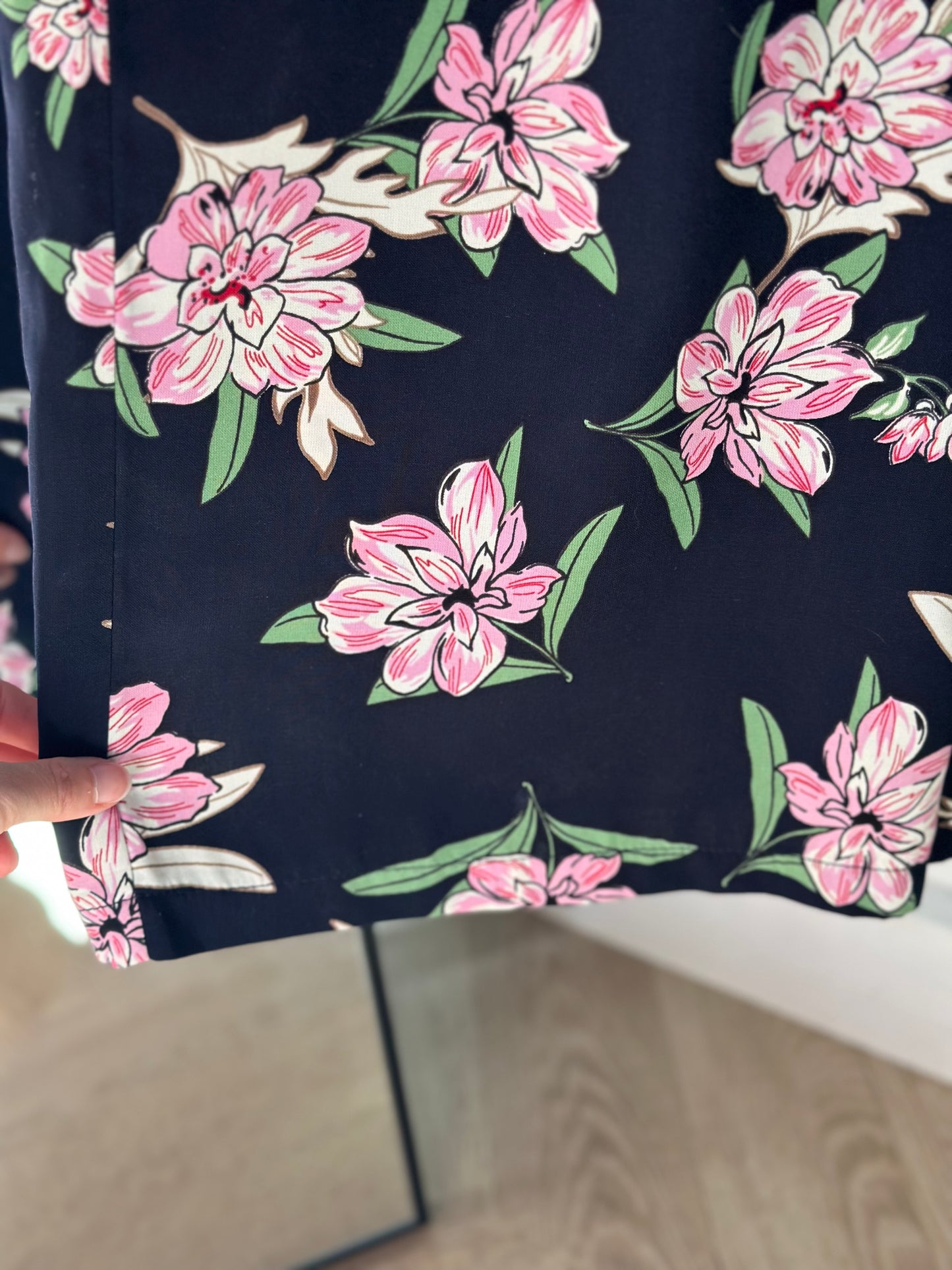 Pantalon d’été fluide fleuri rose clair T.36