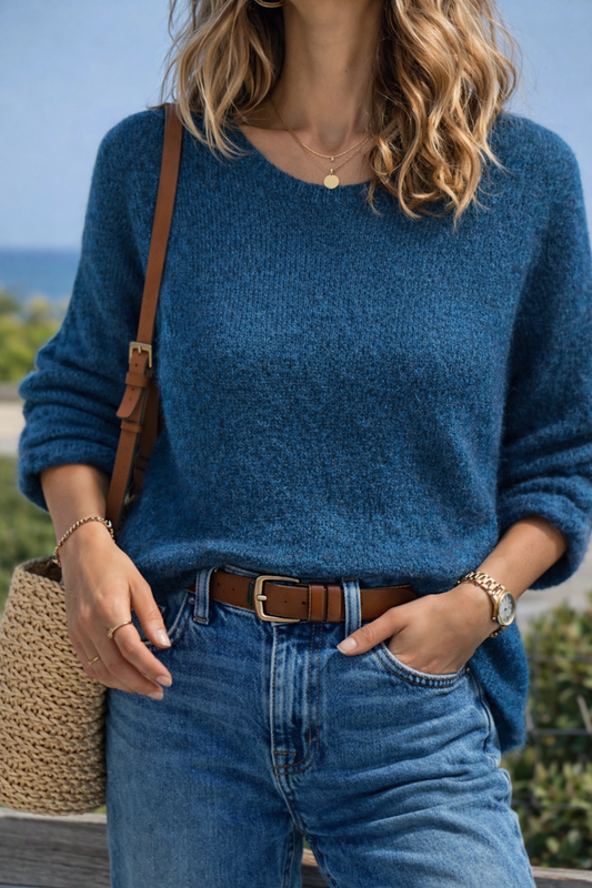 Pull maille duveteuse alpaga & cachemire T.36
