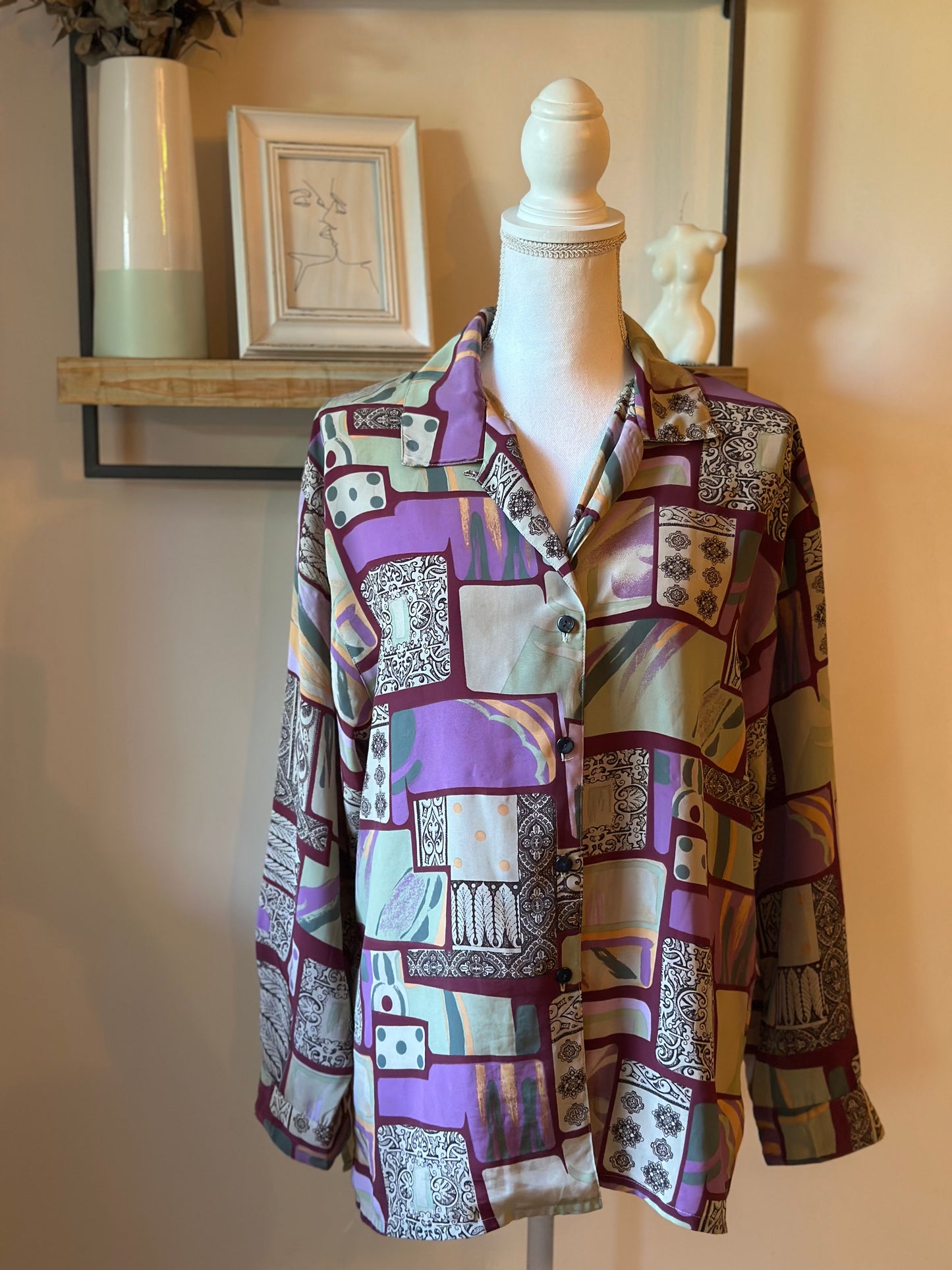 Chemise vintage imprimé patchwork T.U