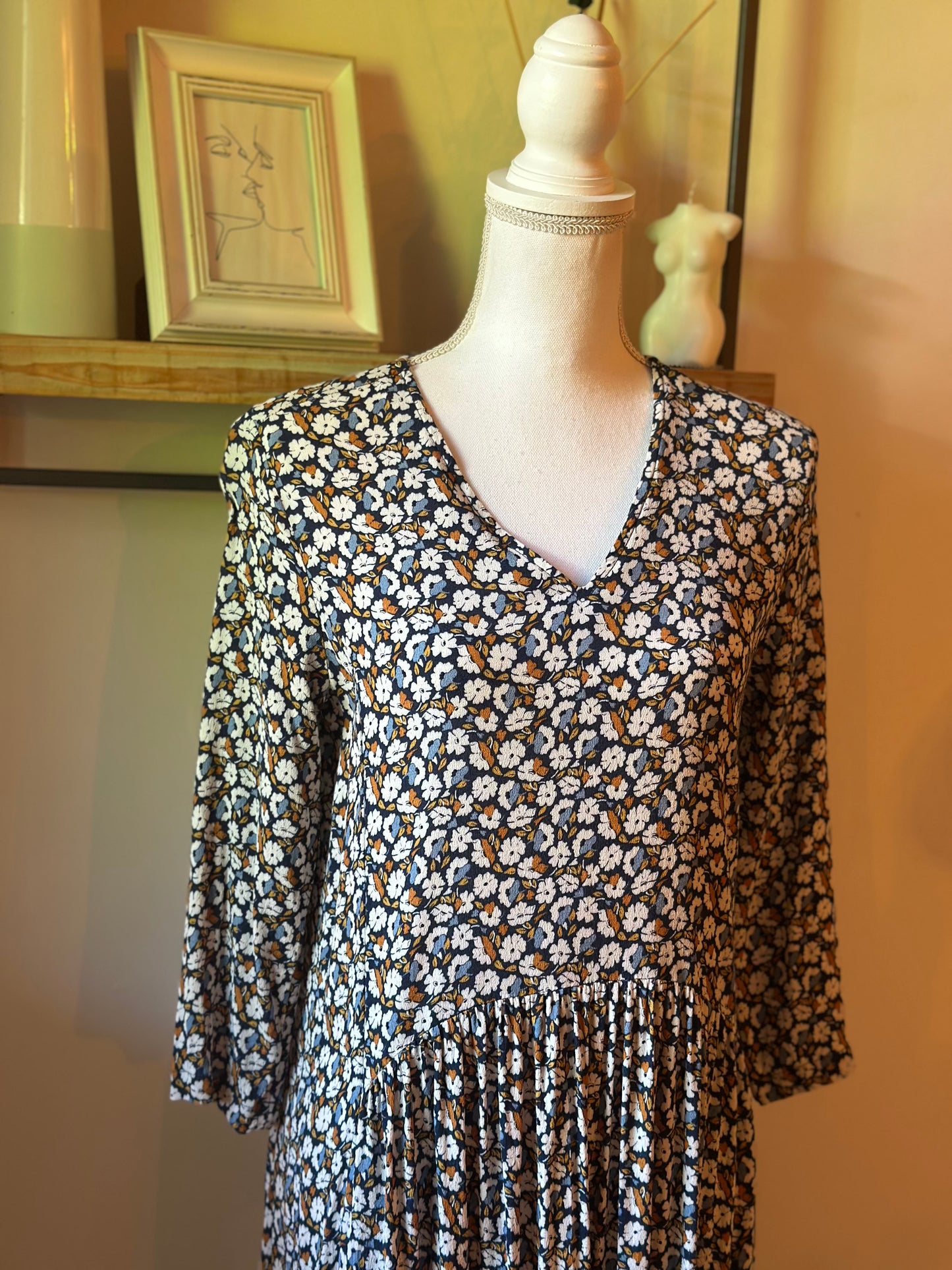 Robe longue fluide fleurie T.40