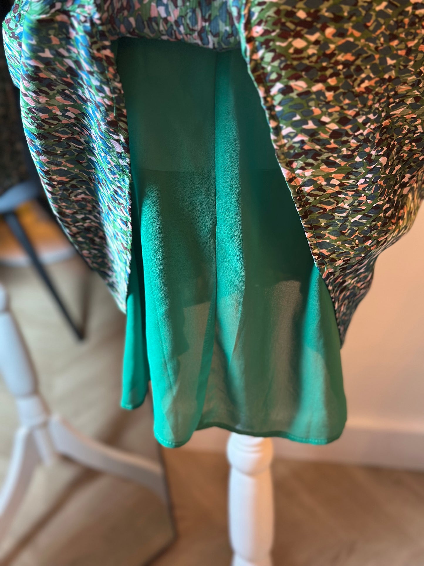 Robe verte à motifs dos nu T.36/38