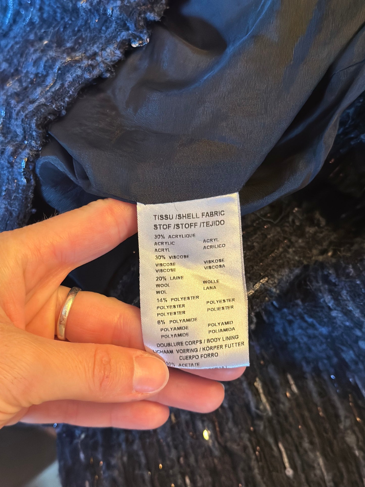 Veste zippée noire à sequins discrets T.40