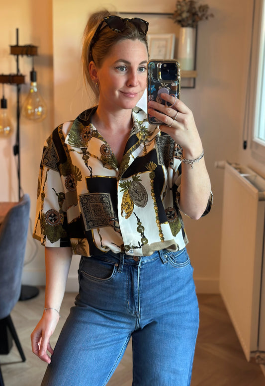 Chemise vintage imprimé baroque T.40