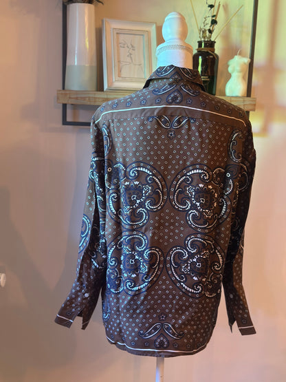 Chemise en soie imprimé bandana T.40