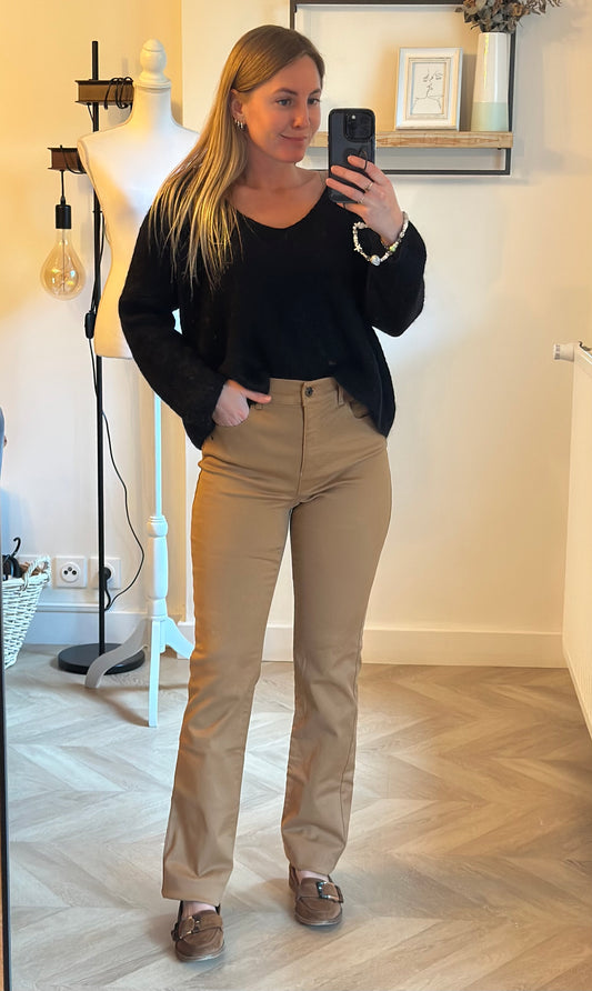 Pantalon flare beige coton stretch T.38