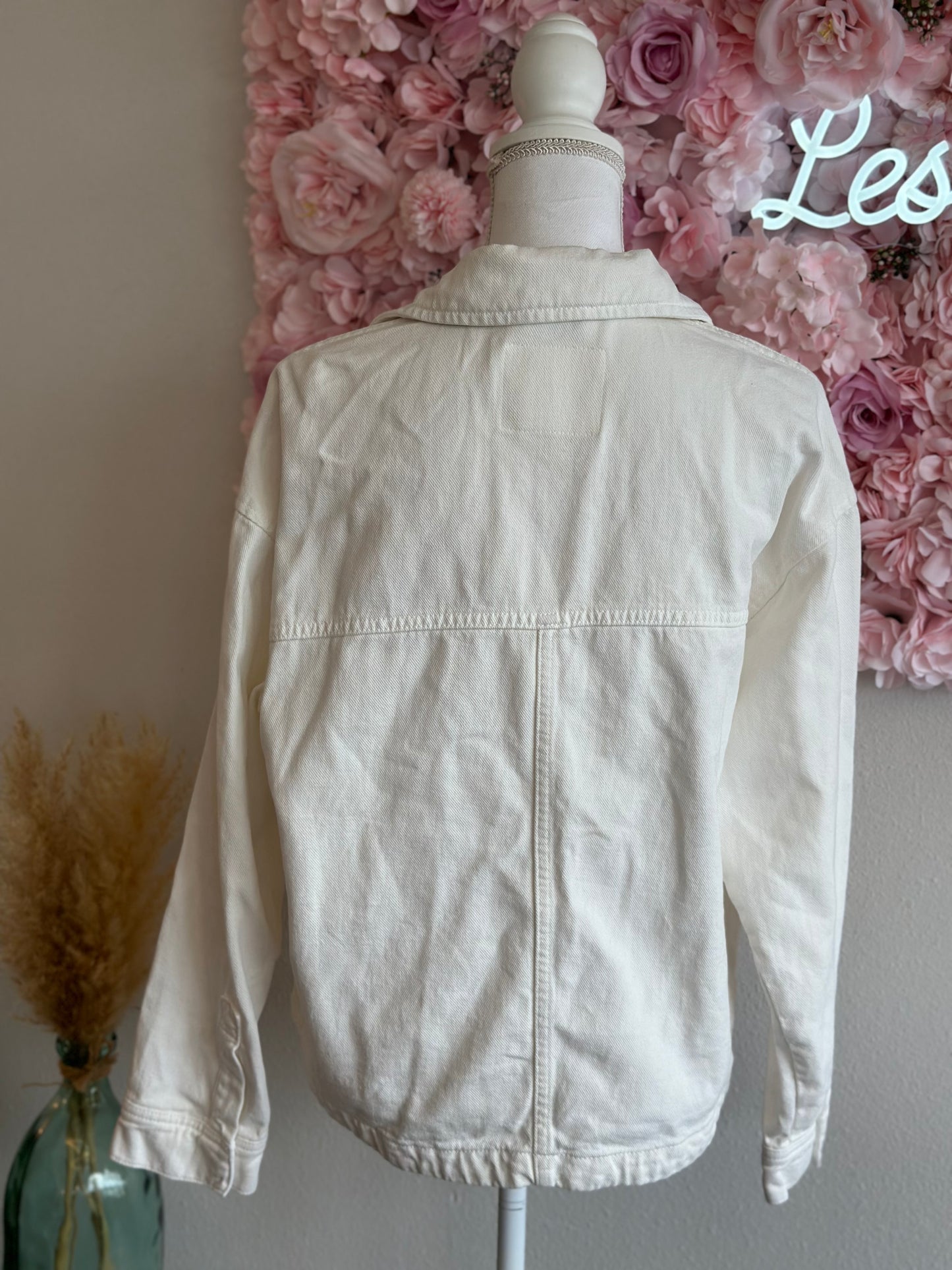 Veste en jean surchemise blanche T.38 oversize