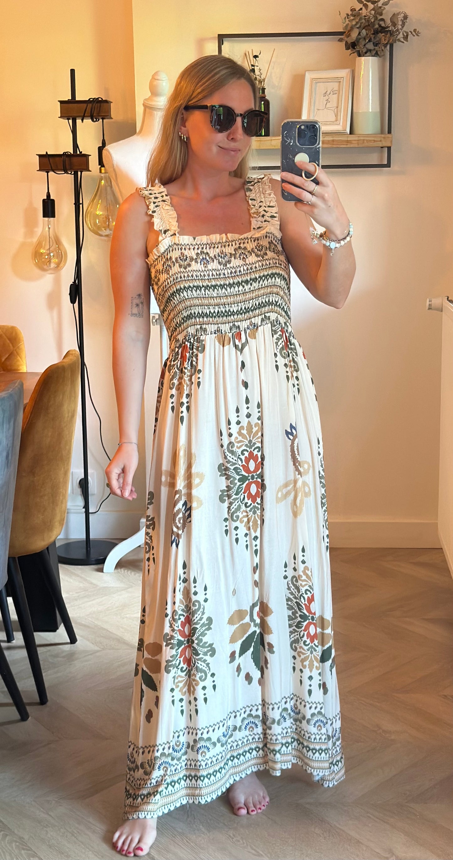 Robe longue bohème imprimé ethnique T.U