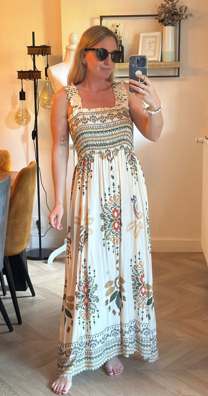 Robe longue bohème imprimé ethnique T.U