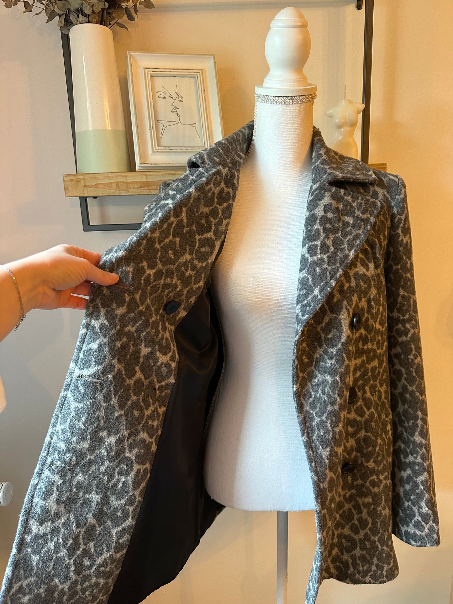 Manteau imprimé léopard laine mélangée T.38
