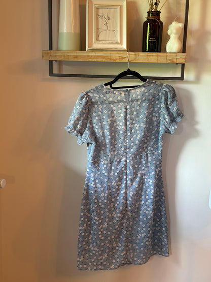 Robe courte fleurie bleu pastel T.36