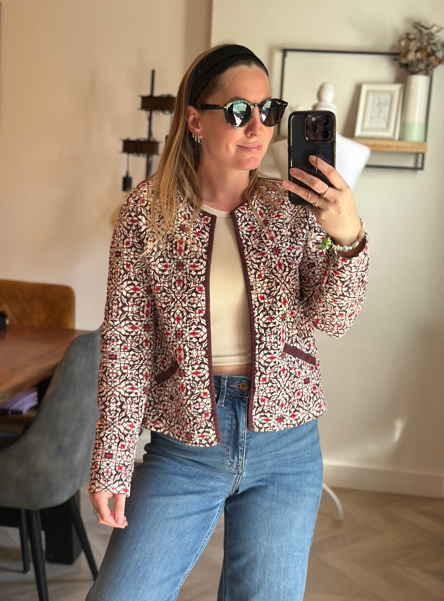 Veste matelassée imprimé graphique en coton T.36