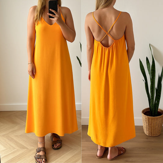 Robe longue unie orange New Collection taille U
