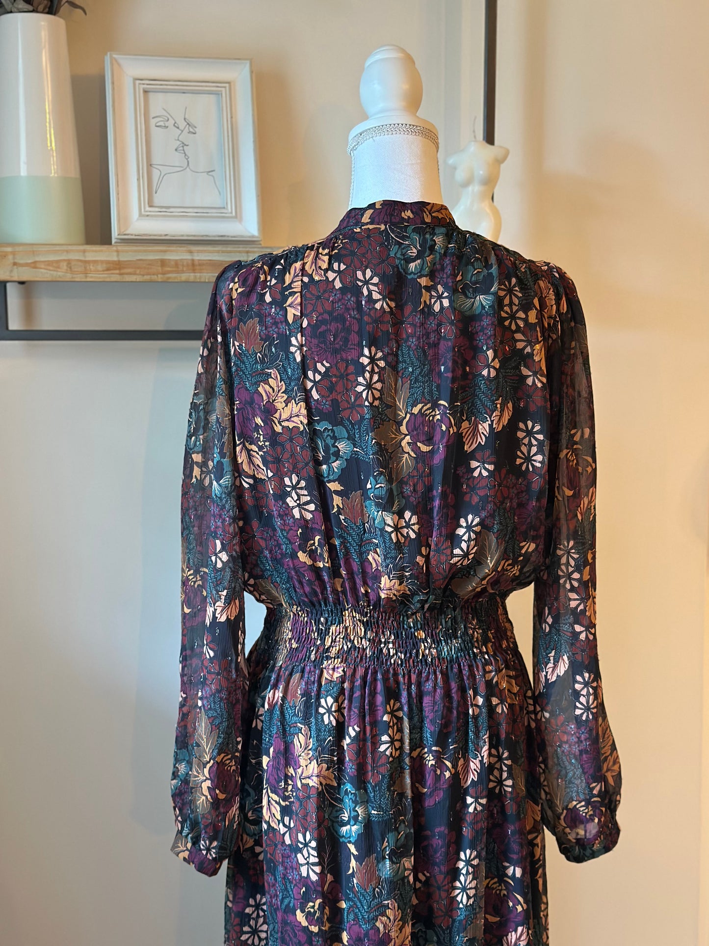 Robe longue fluide imprimé fleurs T.40