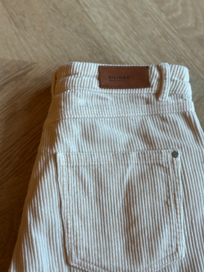 Pantalon droit velours côtelé écru coton T.36